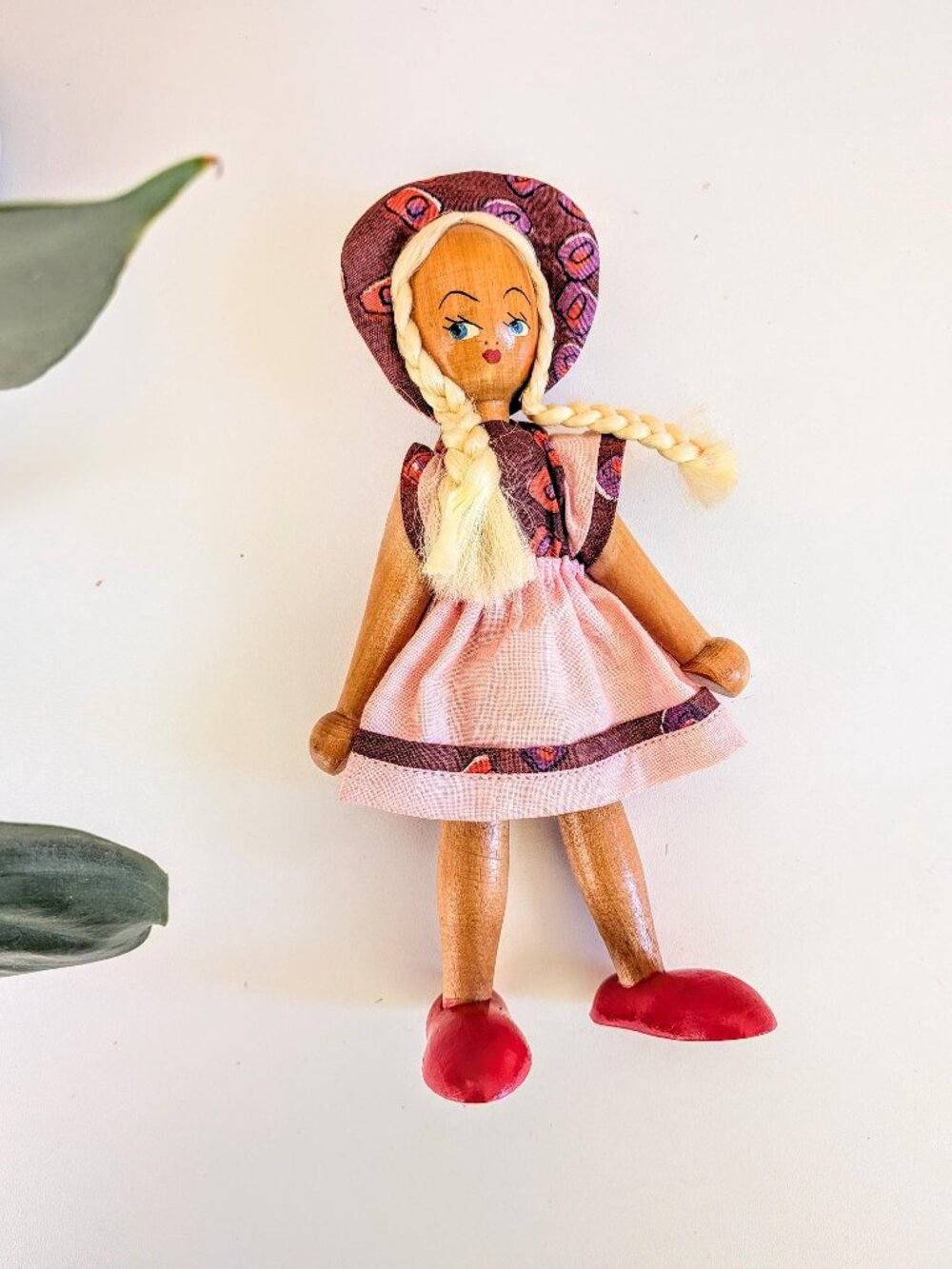 Vintage Mid-Century Wooden Polish Folk Art Doll | Hand-Painted Traditional